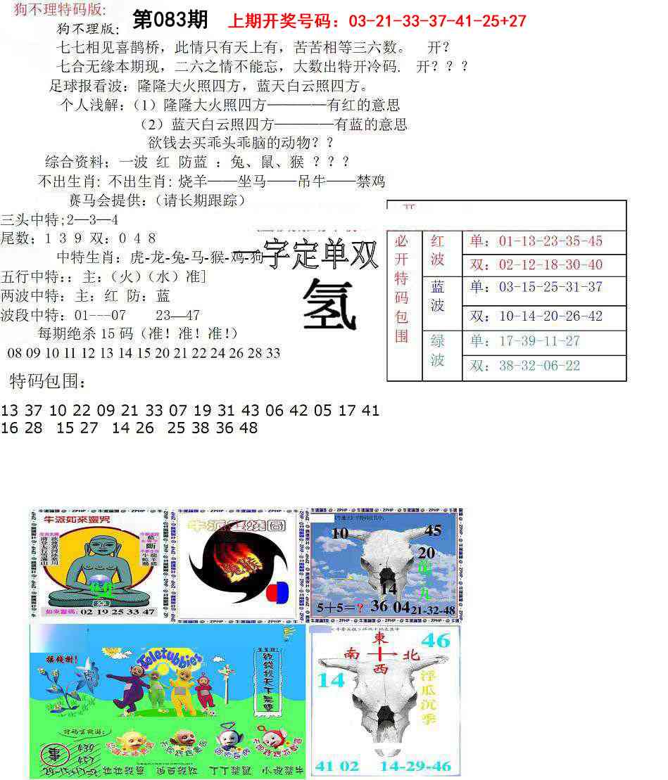 083期狗不理特码报[图]